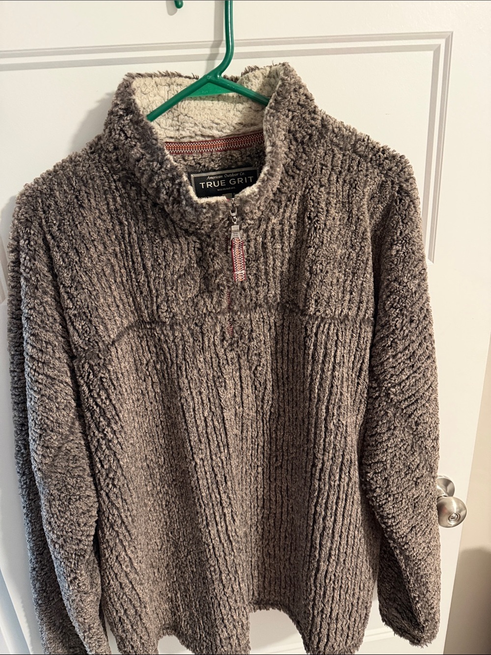 True Grit Men's Plush Half-Zip Sweater in Heather Gray